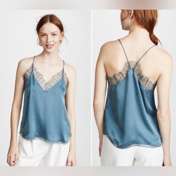 IRO Berwyn 21S Blue Denim Genuine Silk Camisole Layering Cami Rococo - Picture 1 of 5
